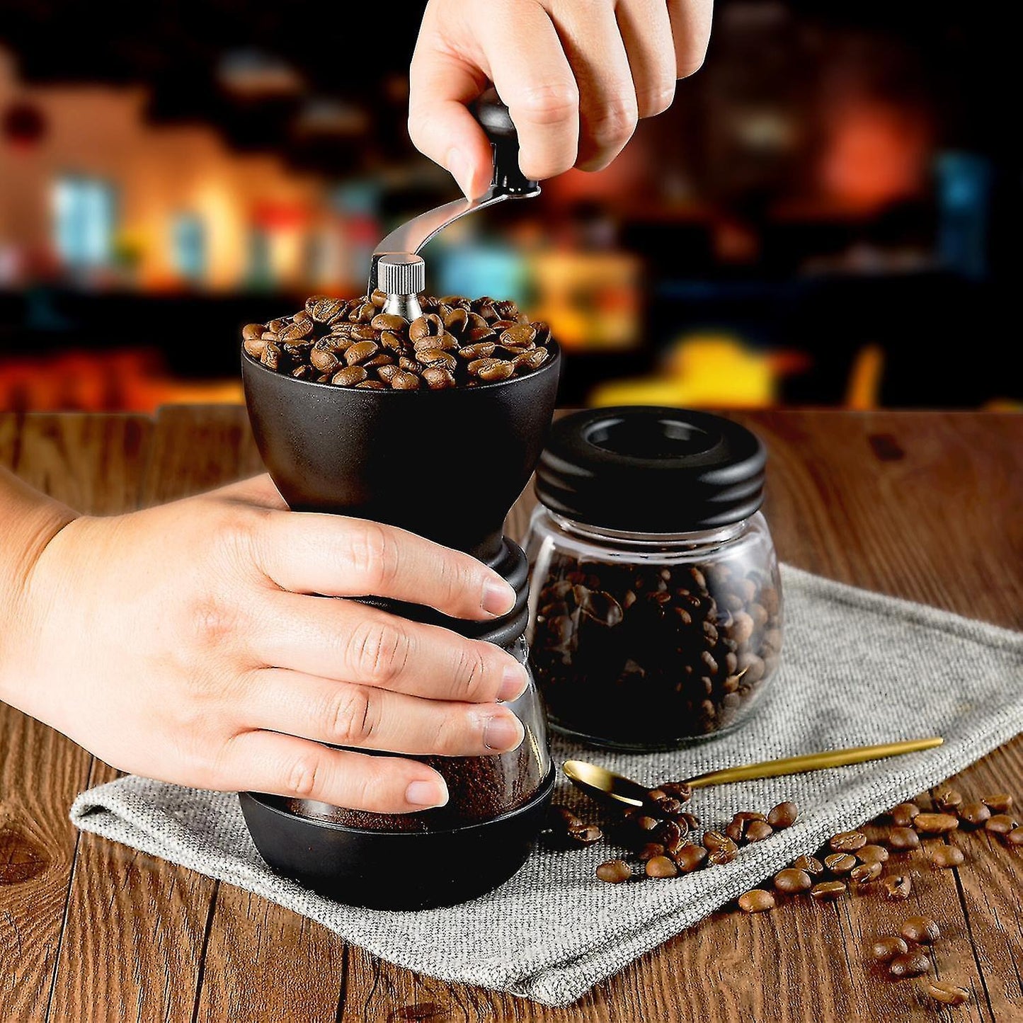 Manual Coffee Grinder - Glass Storage Jar Hand Mill Kitchen Coffee Gadgets