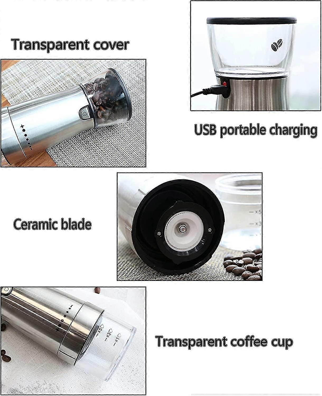 Electric Coffee Grinder - Portable Automatic Bean Grinder for Coffee & Spices