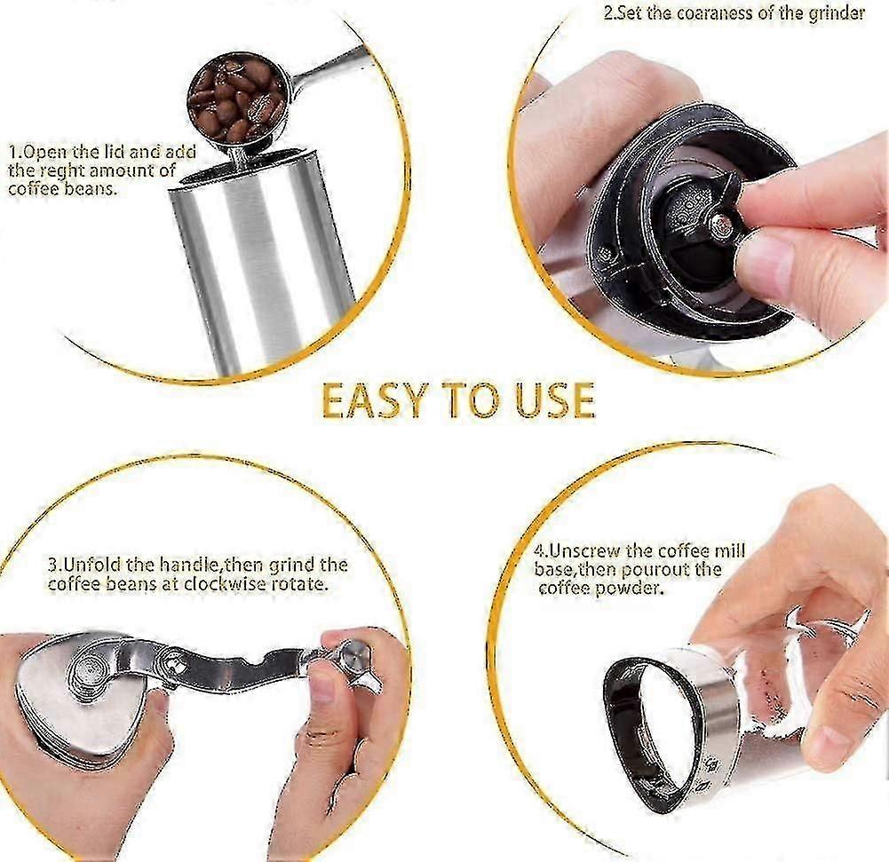 Manual Coffee Grinder - Stainless Steel, Adjustable Hand Coffee Mill for Travel
