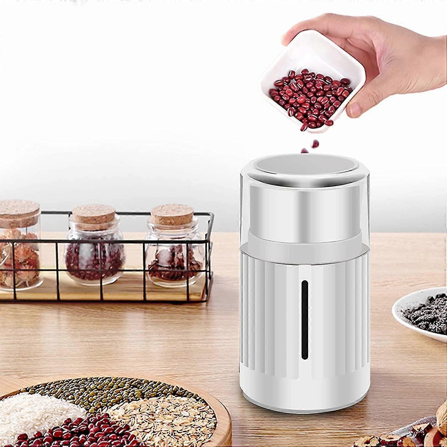 Electric Grinder - Multifunction Bean, Grain, Herb, and Spice Grinder with Steel Blades