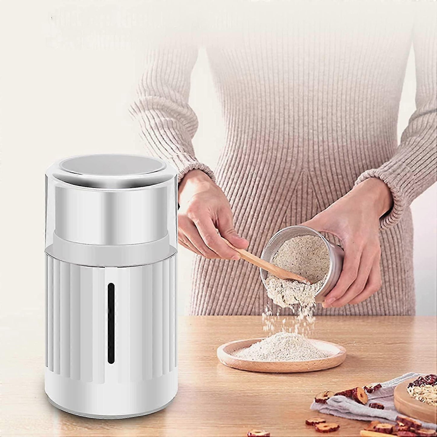 Electric Grinder - Multifunction Bean, Grain, Herb, and Spice Grinder with Steel Blades