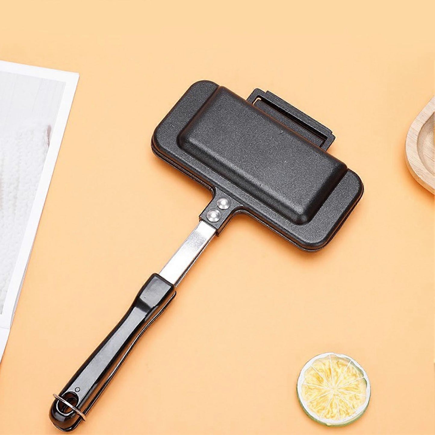 Stovetop Waffle Pan - Portable Nonstick Aluminum Waffle Maker for Family Breakfast (Type A)