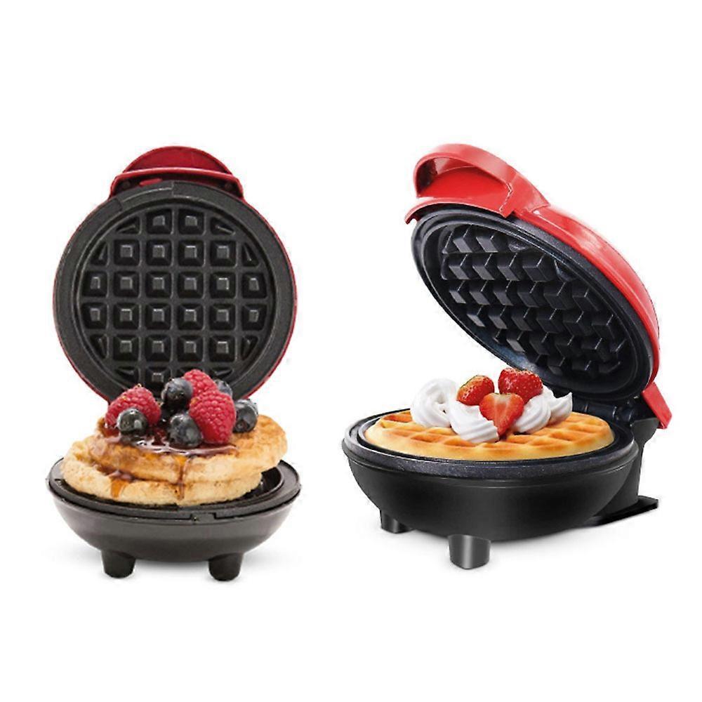 Mini Waffle Maker - Nonstick Round Red Waffle Machine for Parties, Babies & Holiday Treats
