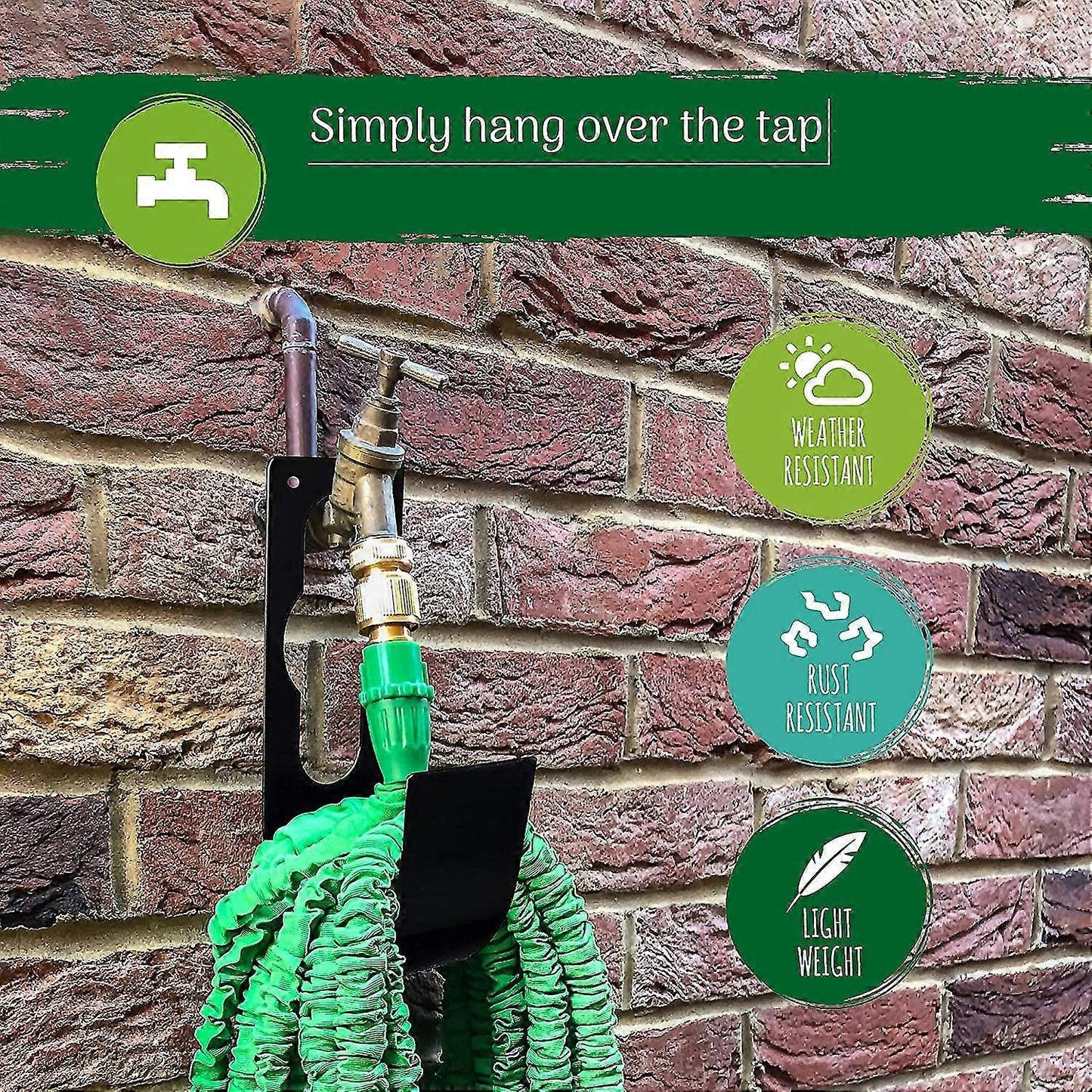 Steel Garden Hose Holder - Wall Hanging Water Hose Hook for Outdoor Watering Storage
