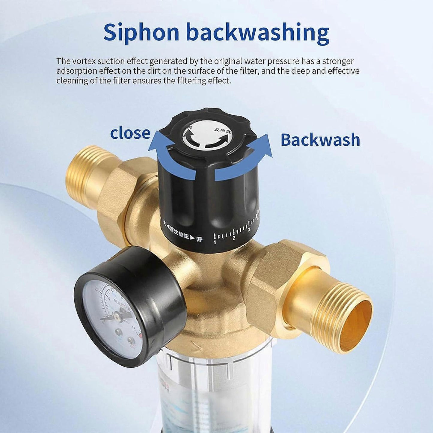 Reusable Spin Down Sediment Filter for Well Tap Hose Water