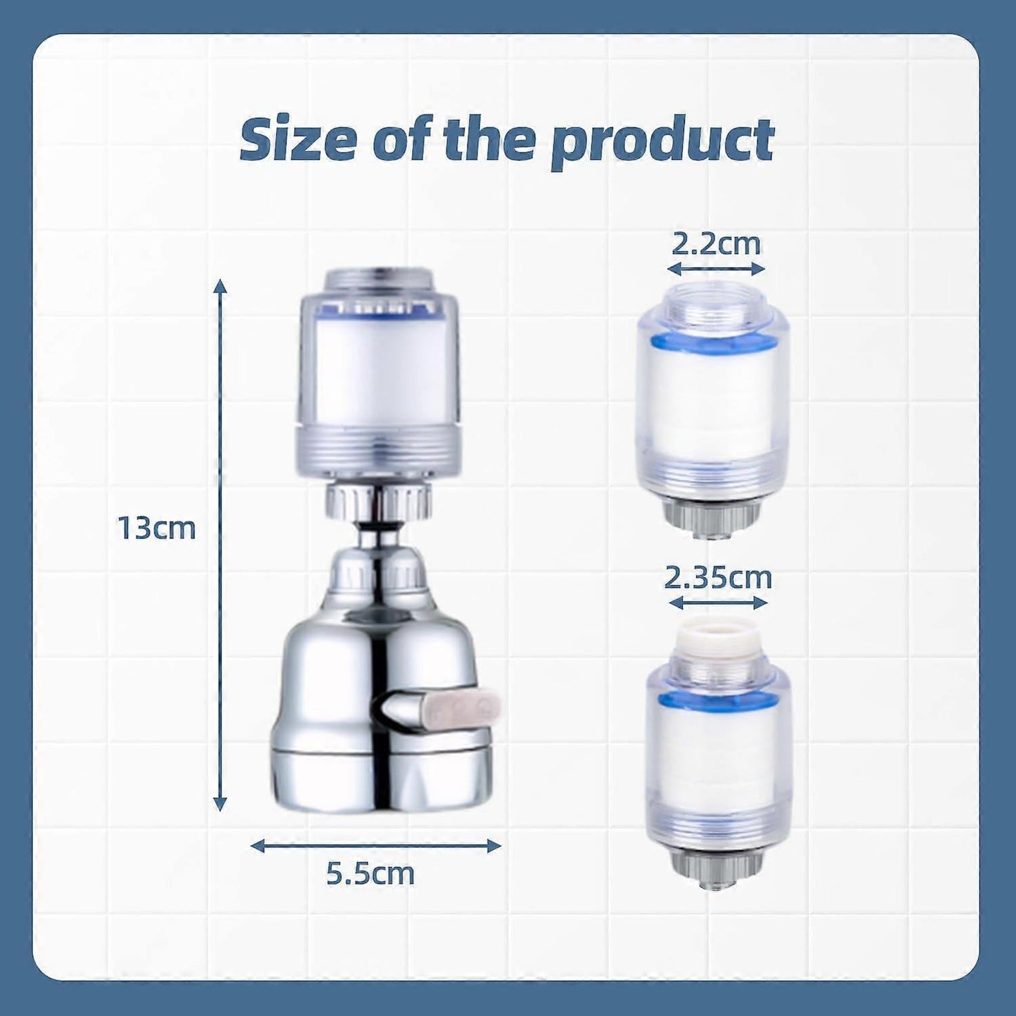Rotatable Tap Water Filter with 4 Cotton Cartridges, 3 Mode Faucet Filter