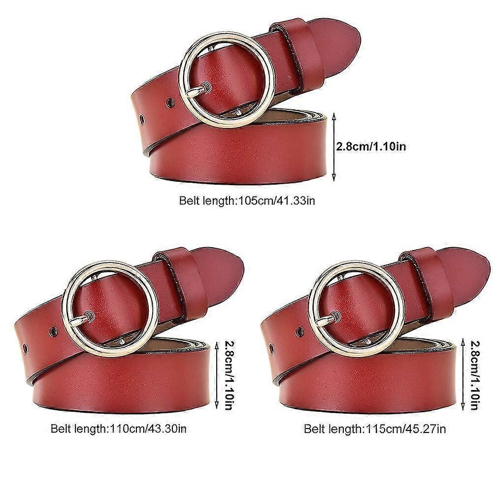 Women's Skinny Leather Belt, Red 105cm, Adjustable Elastic Waist Decorative Belt