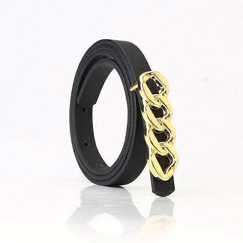 Women's 115cm Retro Chain Buckle Leather Belt for Jeans