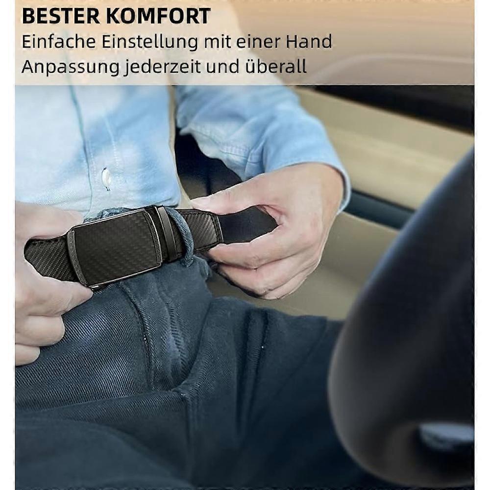 Men's 130cm Leather Ratchet Belt, Adjustable Slide Buckle