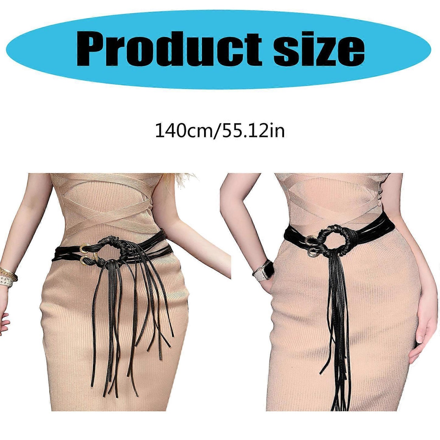 Retro Unisex Tassel Leather Belt with Hollow Out Waistband for Casual or Business