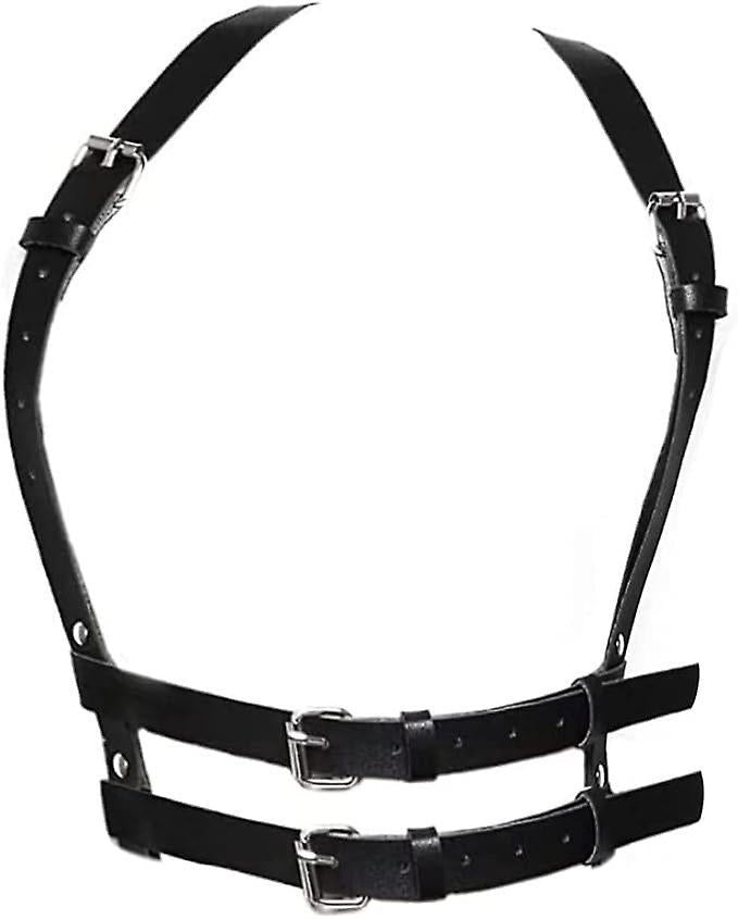 Women's Leather Body Chain Belt with Back Strap Design