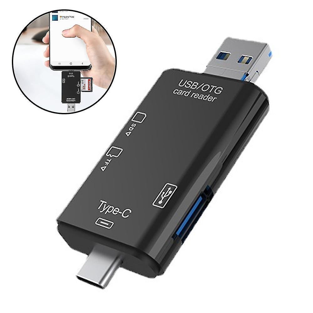 TF/SD Card Reader with USB 2.0, Tri-Connector Memory Card Adapter
