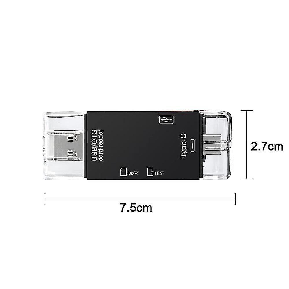 TF/SD Card Reader with USB 2.0, Tri-Connector Memory Card Adapter