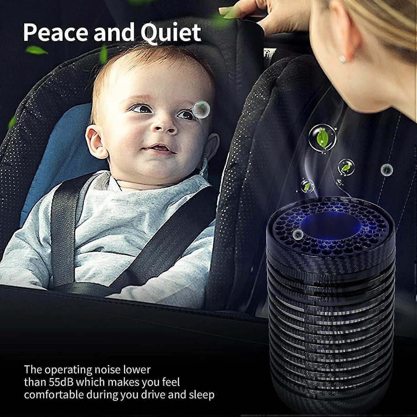 Car Air Purifier for Smoke, Mini Travel Quiet Personal Air Cleaner