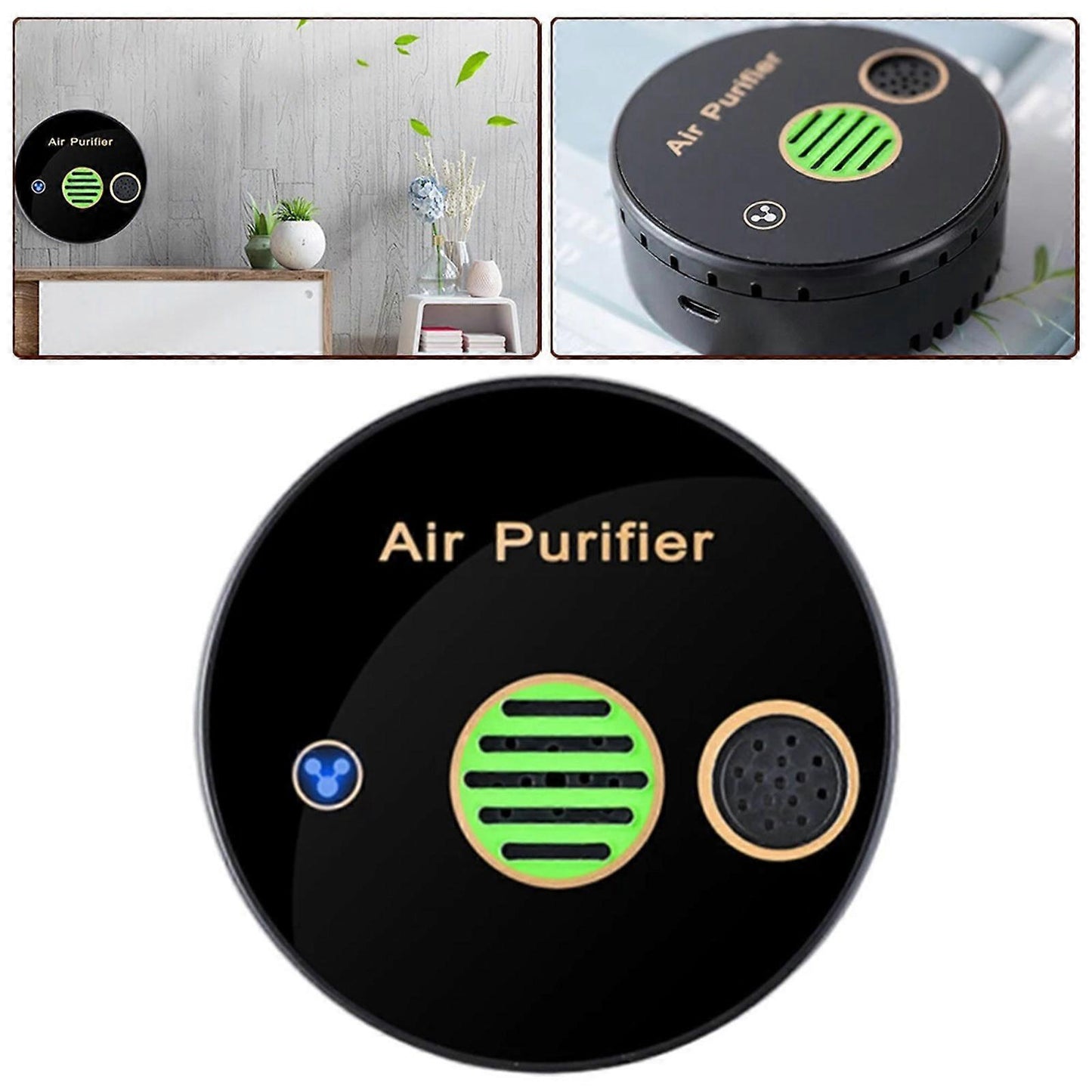USB Desk Air Purifier, Rechargeable Travel Air Cleaner with ABS Texture