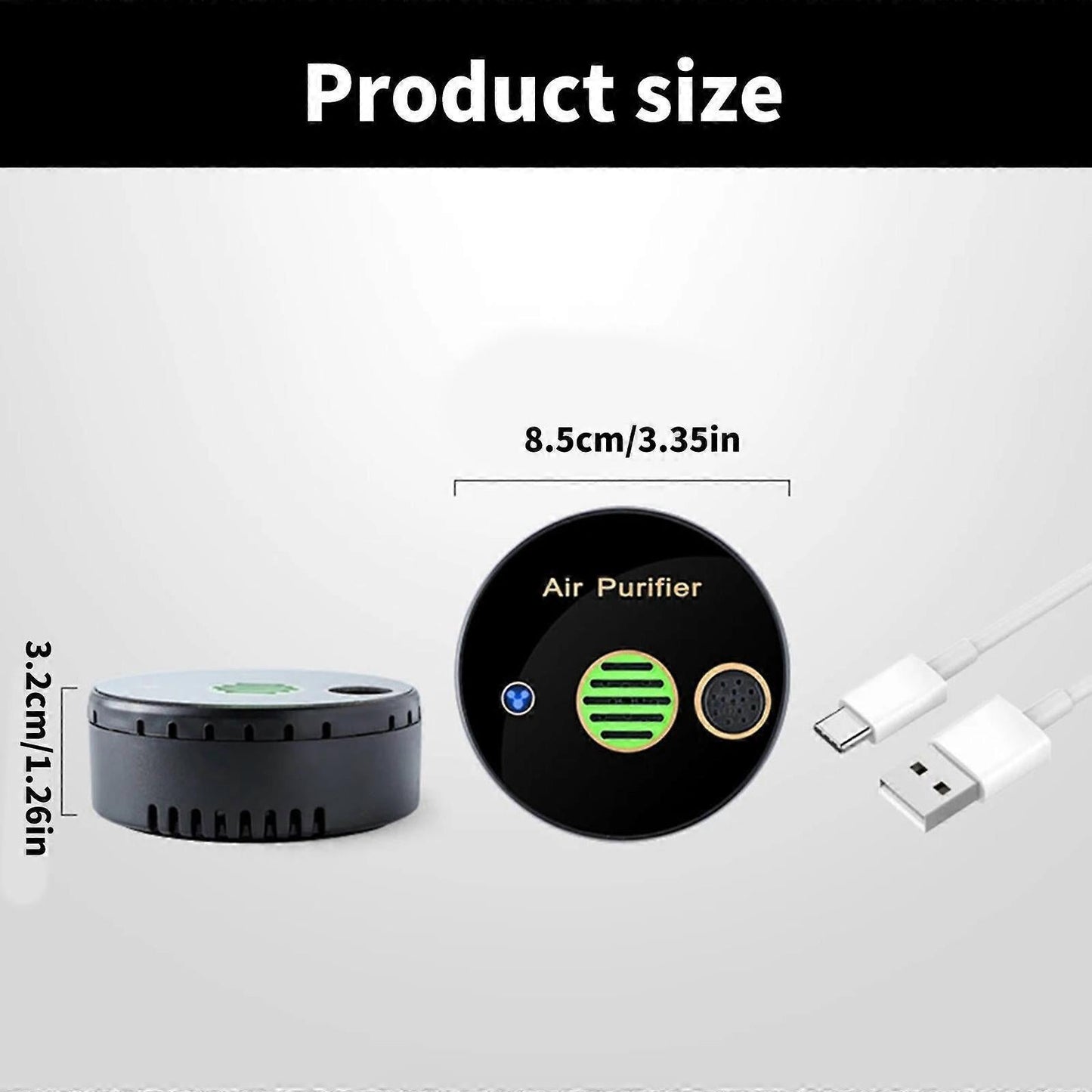 USB Desk Air Purifier, Rechargeable Travel Air Cleaner with ABS Texture