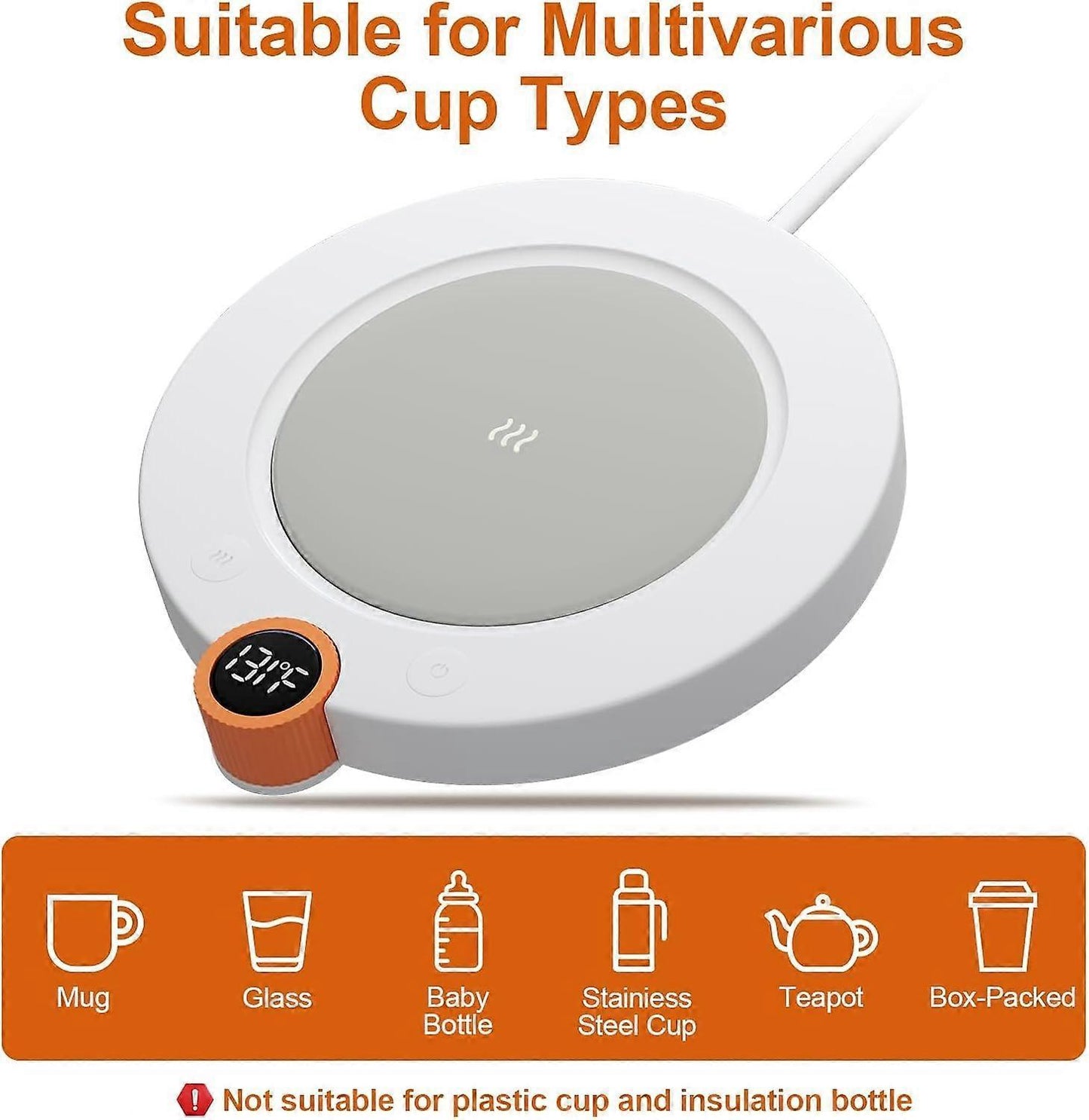 Smart Coffee Mug Warmer with Auto On/Off & 3 Temp Settings