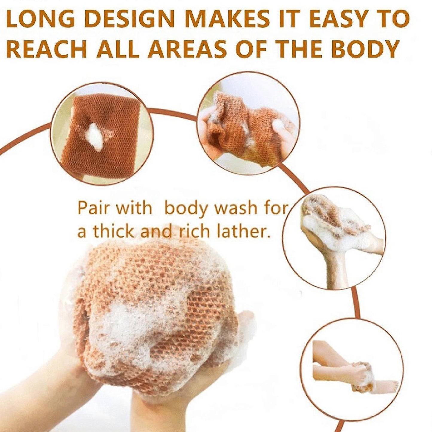 African Exfoliating Net Bath Sponge, Nylon Body Scrubber 30*80cm