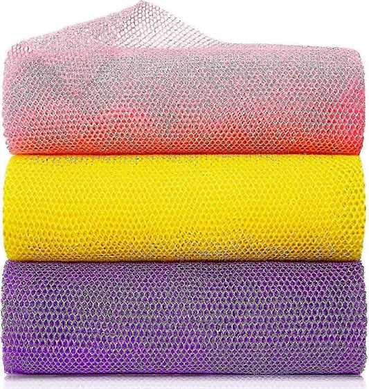 3pcs African Net Sponge, Body Scrubber Bath Exfoliating Net Rag