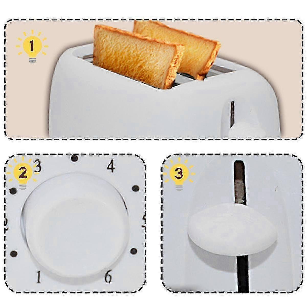 Stainless Steel 2-Slice White Toaster, Wide Slot, Adjustable Browning