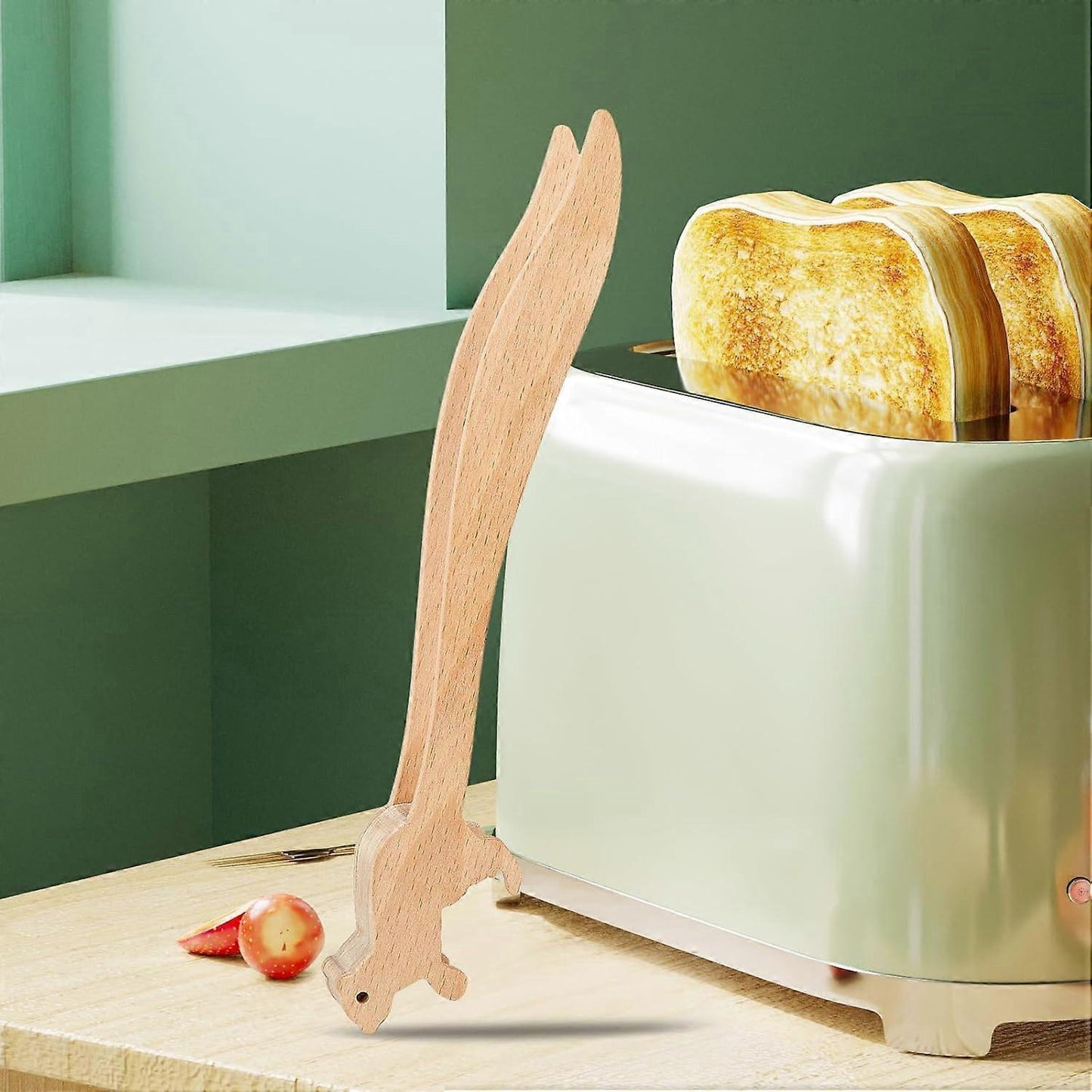 2pcs Wooden Toaster Tongs for Bread and Appetizers