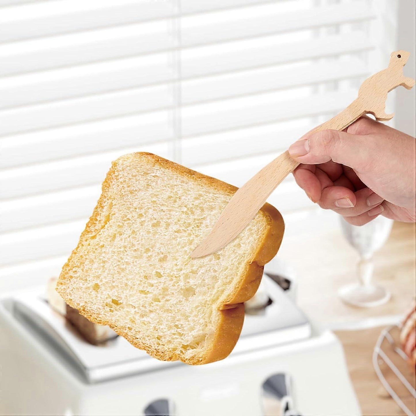 2pcs Wooden Toaster Tongs for Bread and Appetizers
