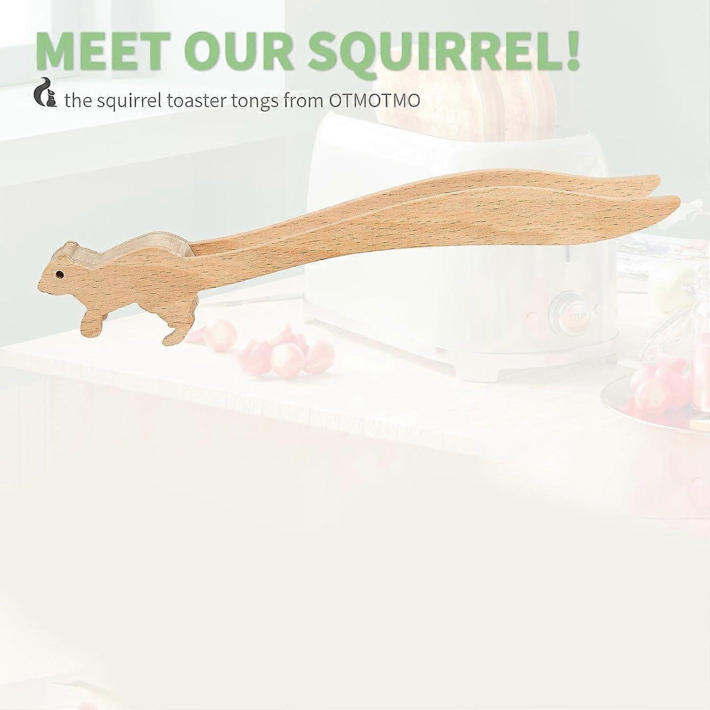 2pcs Wooden Toaster Tongs for Bread and Appetizers