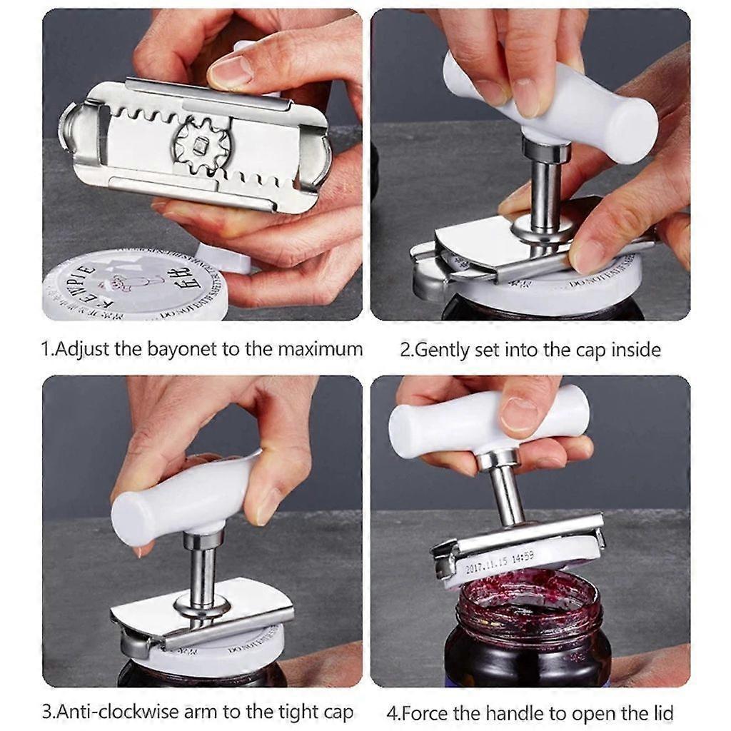 Easy-Open Arthritis Can Opener, Labor-Saving Screw Cap Opener, White