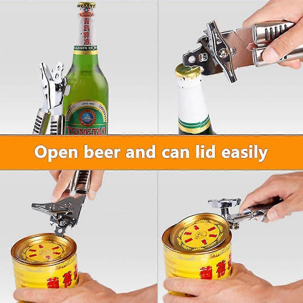 3-in-1 Manual Can Opener with Bottle Opener, Ergonomic Grip