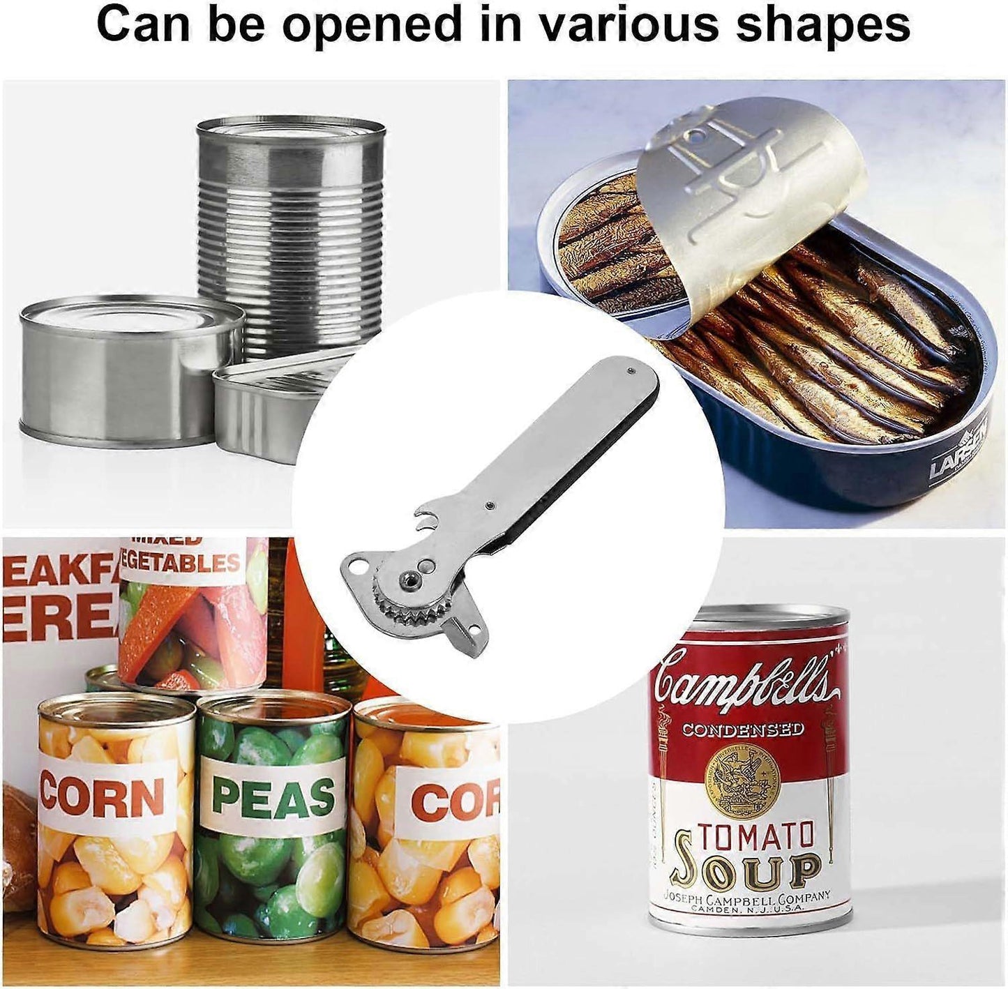2pcs Stainless Steel Manual Can Opener, Smooth Edge, Tin & Can Opening Tool
