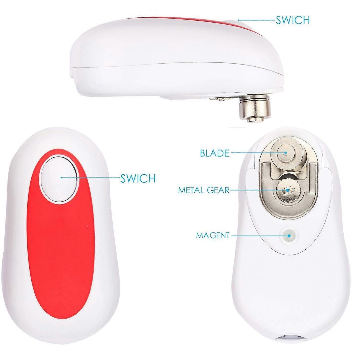 One-Touch Electric Can Opener, Smooth Edge, Hands-Free Operation