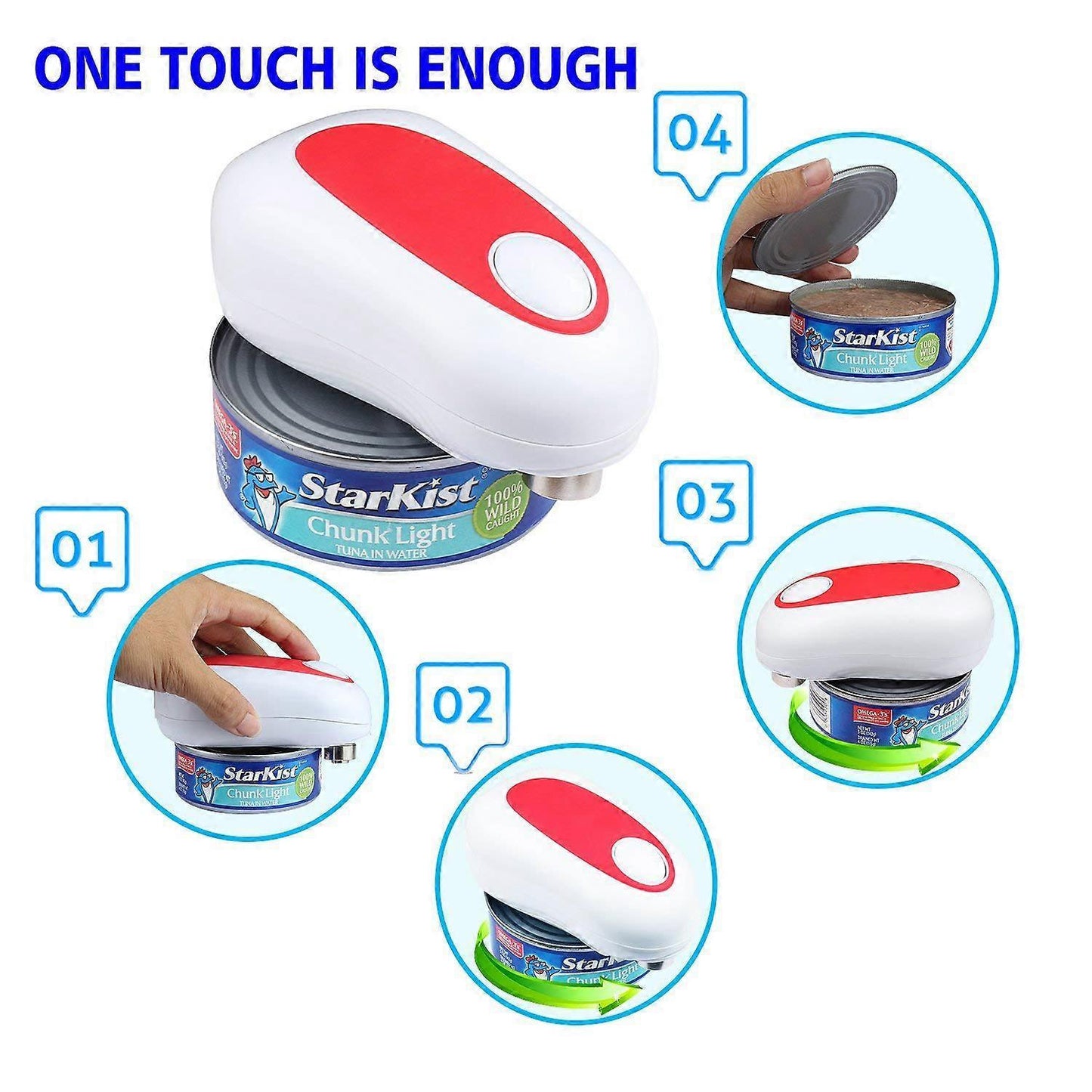 One-Touch Electric Can Opener, Smooth Edge, Hands-Free Operation