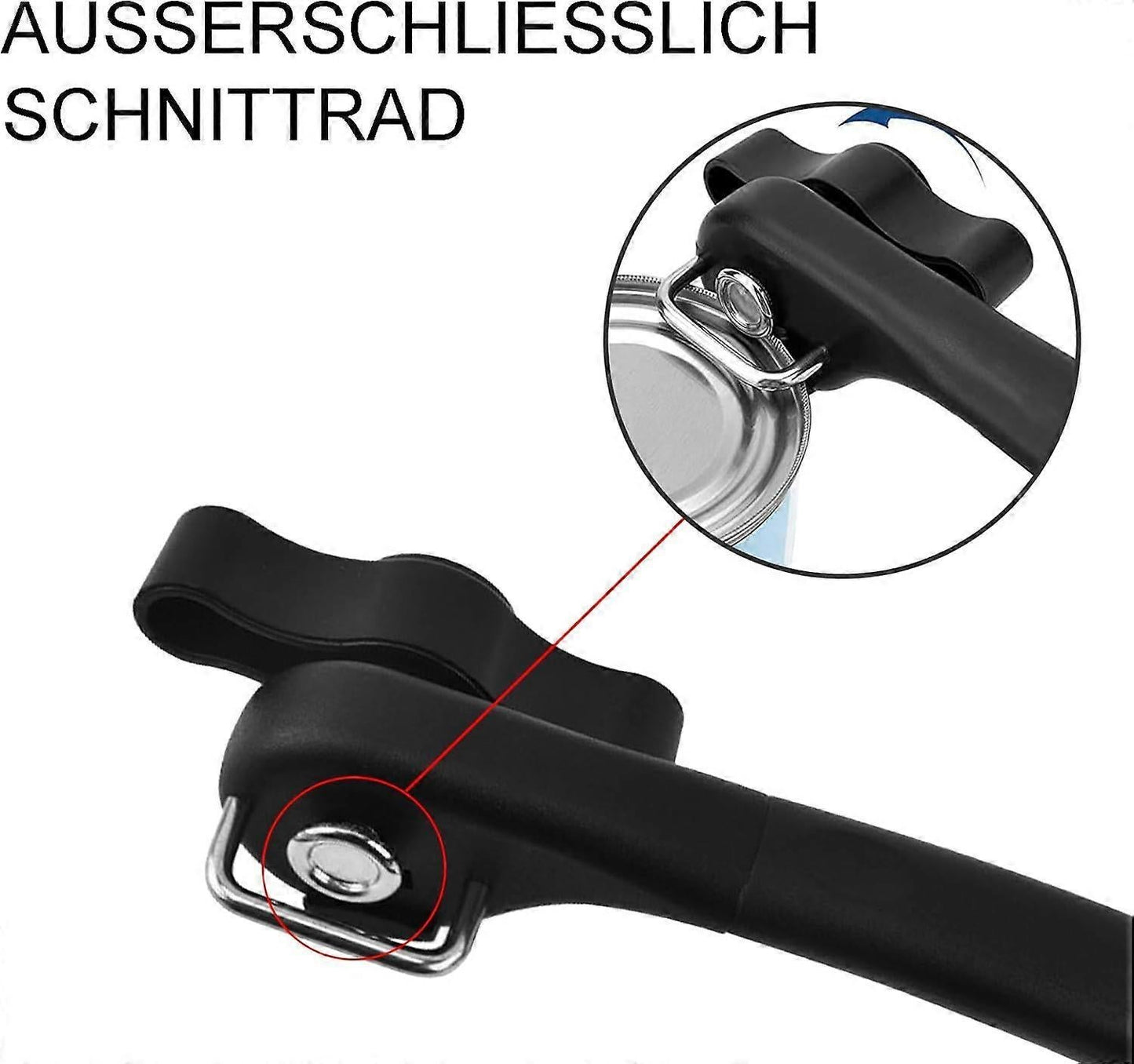 Manual Stainless Steel Can Opener, No Sharp Edges, Black, Restaurant & Kitchen Use