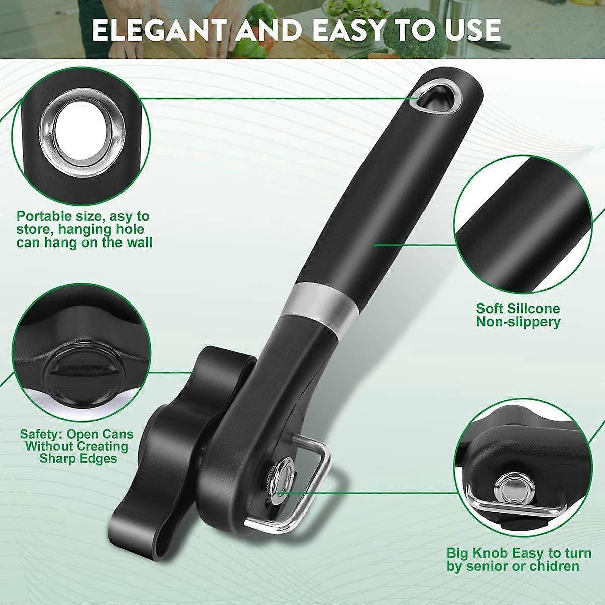 Manual Secure Can Opener, Side Cut Design, For Restaurants & Camping Use