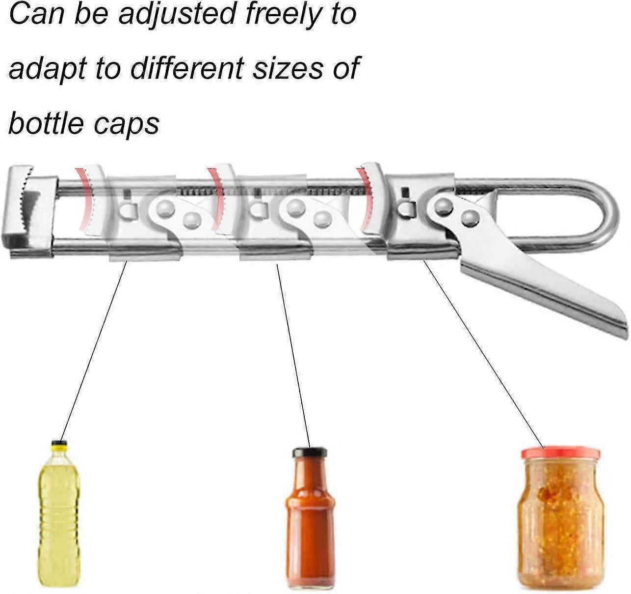 Adjustable Jar & Can Opener, Arthritis Friendly, Stainless Steel