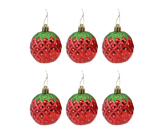 6Pcs Strawberry Ball Pendants-8 cm