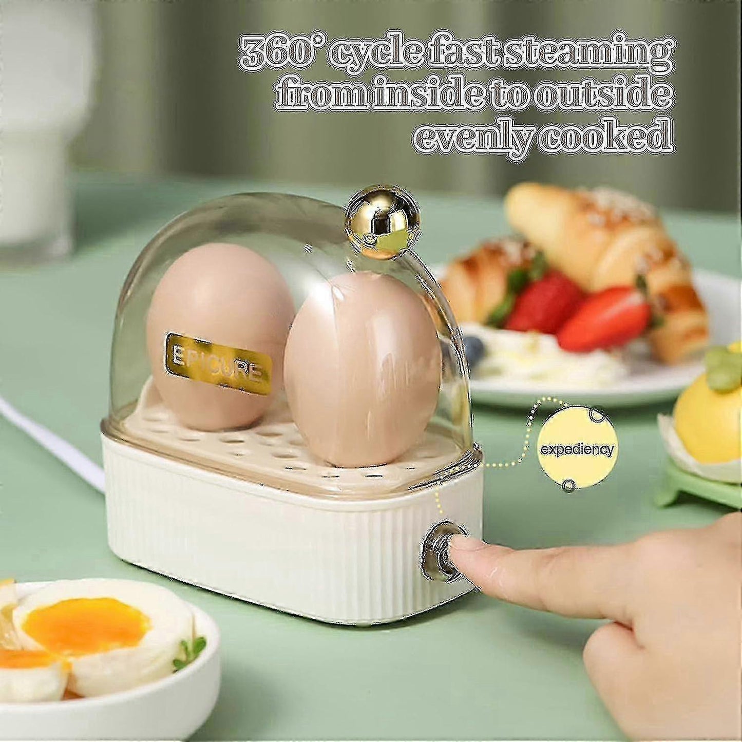 2-Egg Electric Egg Steamer, Compact Size for Home Use
