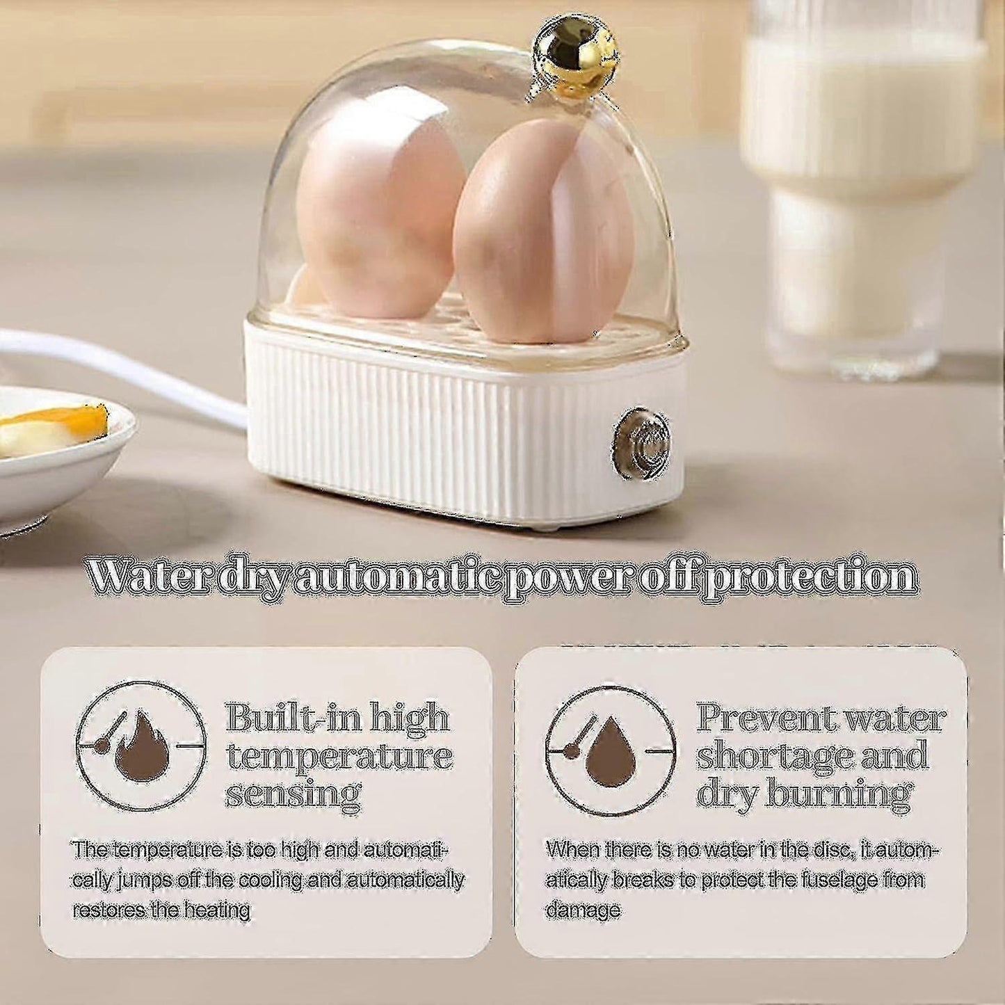 2-Egg Electric Egg Steamer, Compact Size for Home Use