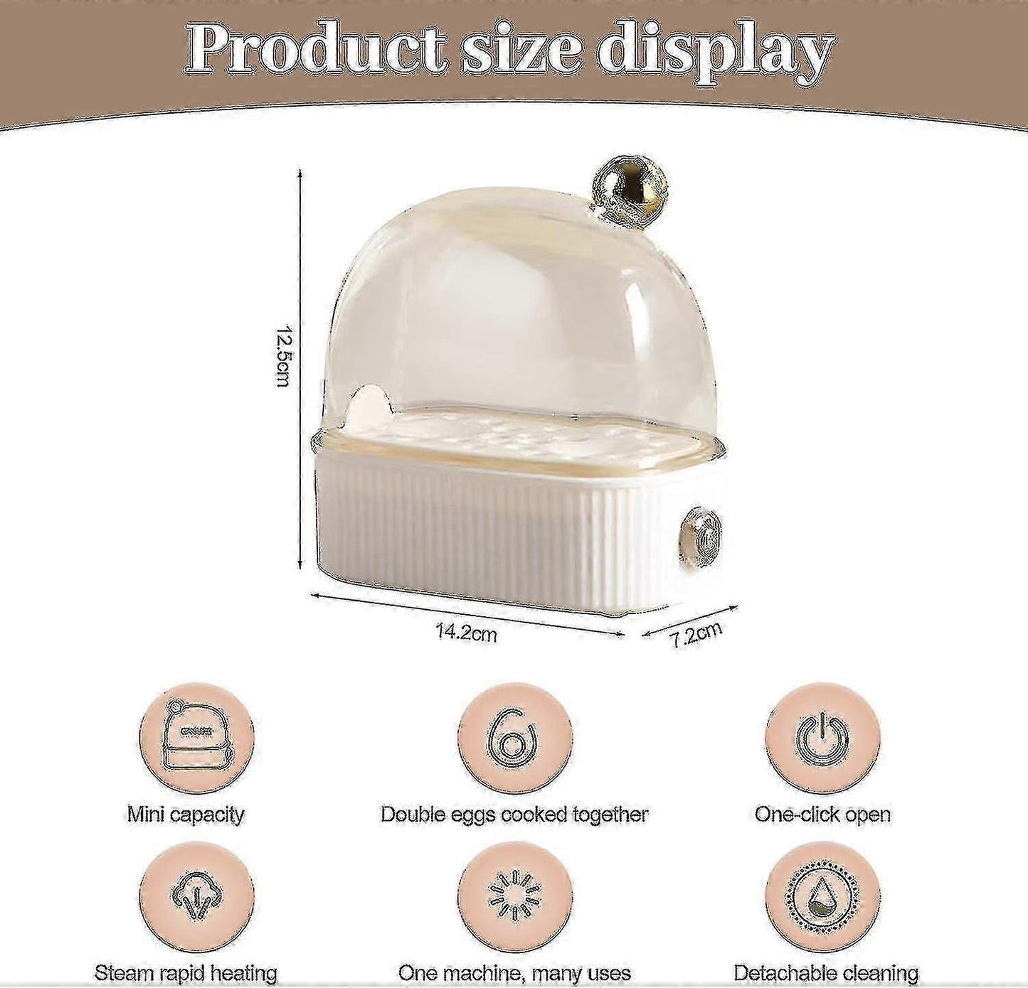 2-Egg Electric Egg Steamer, Compact Size for Home Use