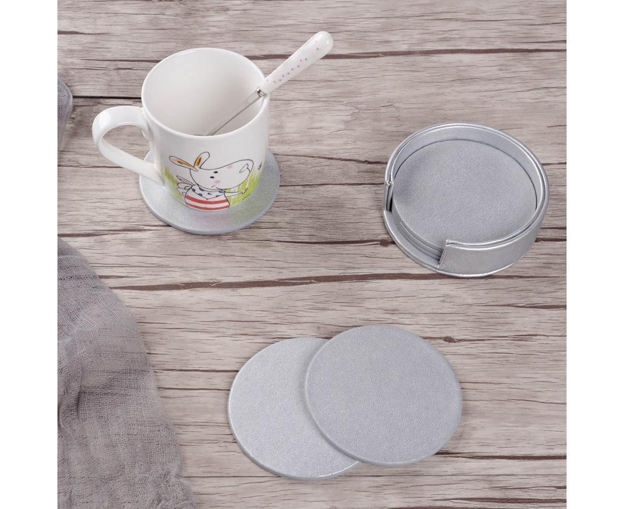 6Pcs Faux Leather Marble Coasters Cup Mat Pad Holder Placemat Dining Table Decor- B