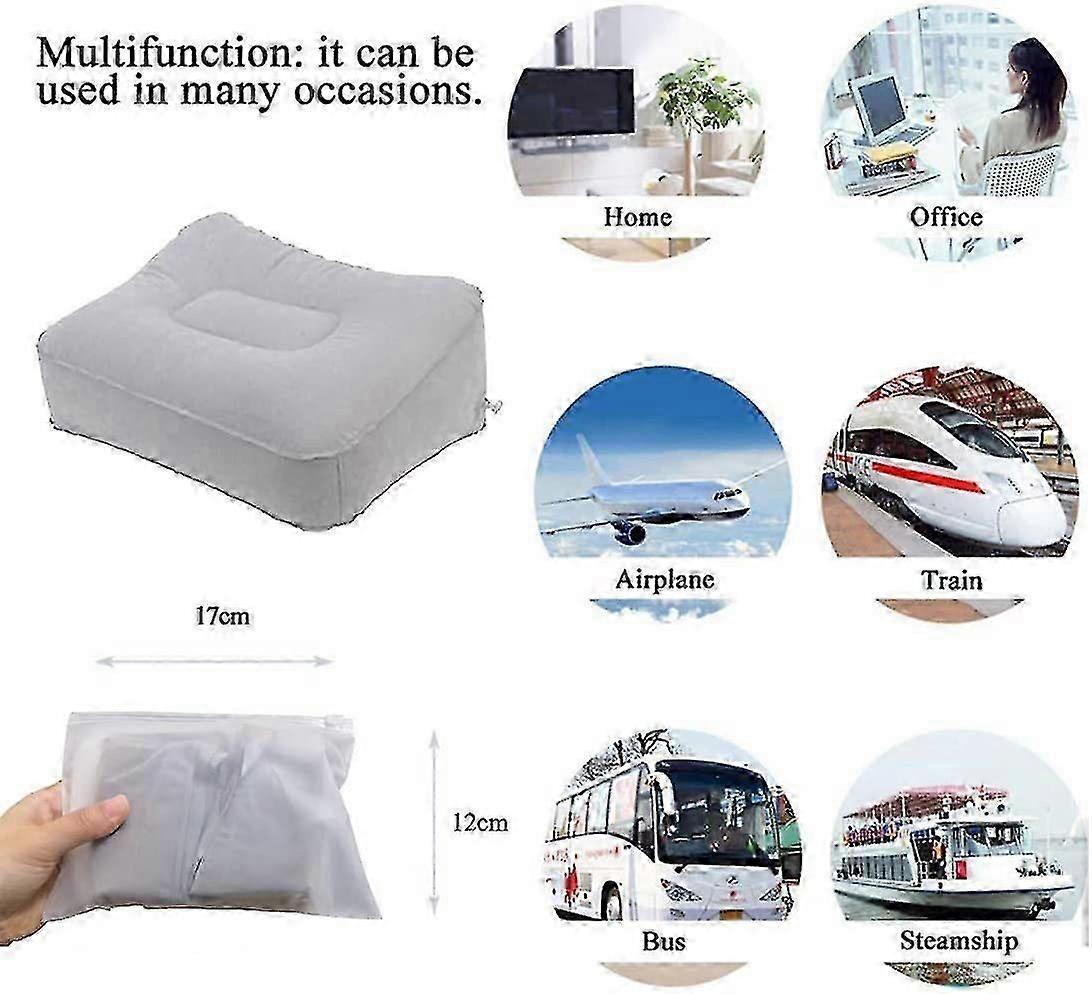 Inflatable Flocking Fabric Foot Rest, Airplane/Car/Office Use