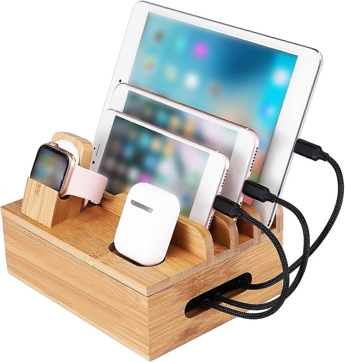 Bamboo Phone Charging Organizer, Bedside Desktop Dock