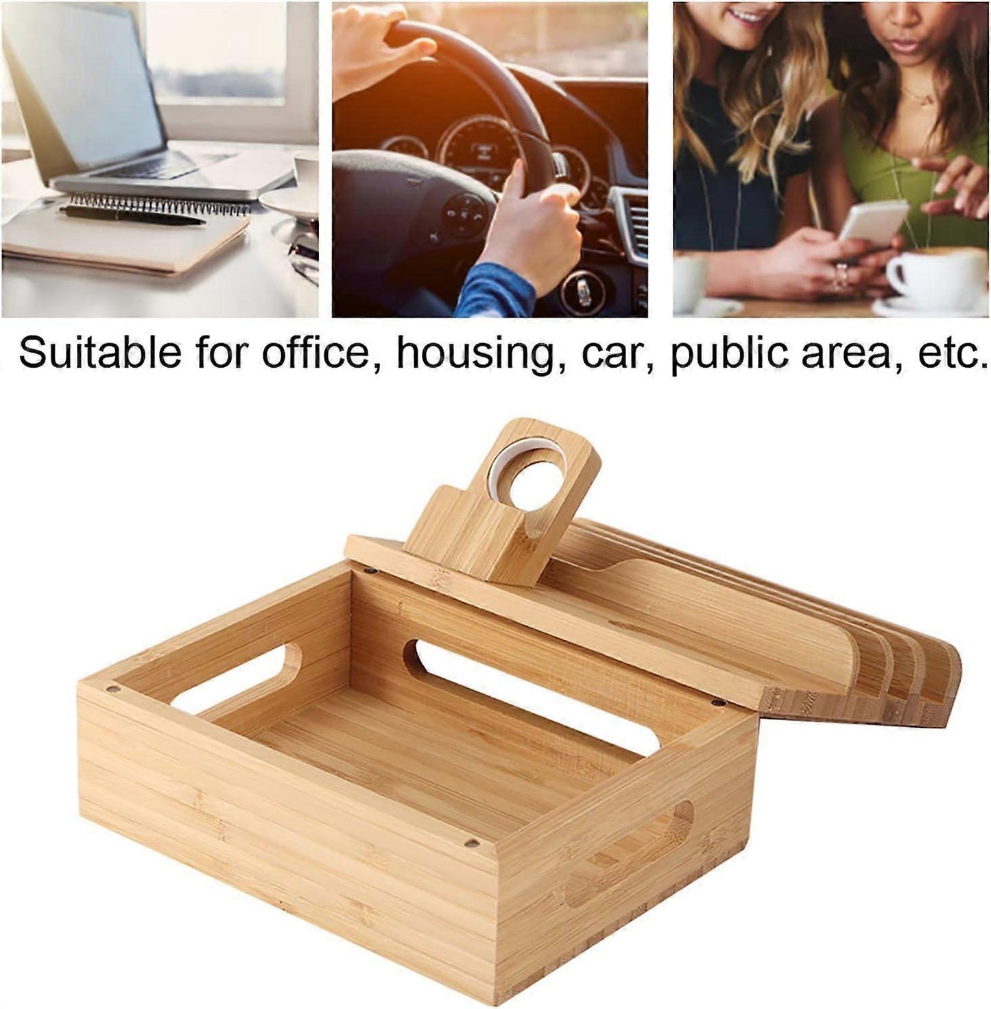 Bamboo Phone Charging Organizer, Bedside Desktop Dock
