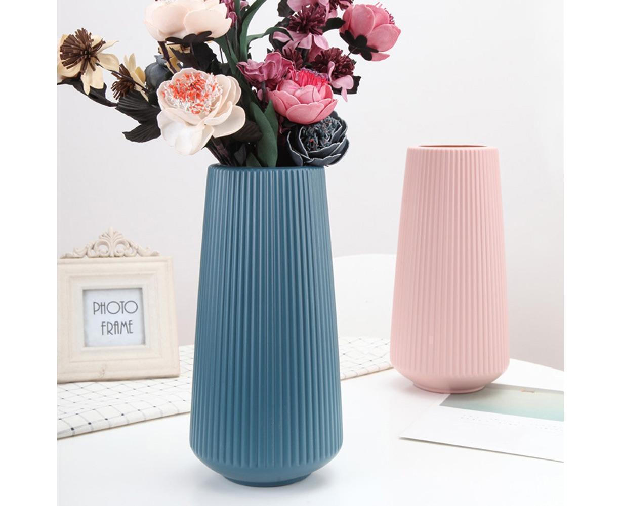 Plastic Nordic Style Vase Dried Flower Arrangement Pot Holder Home Office Decor-Milky White