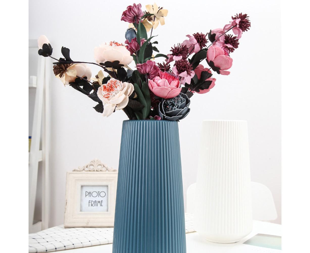 Plastic Nordic Style Vase Dried Flower Arrangement Pot Holder Home Office Decor-Milky White
