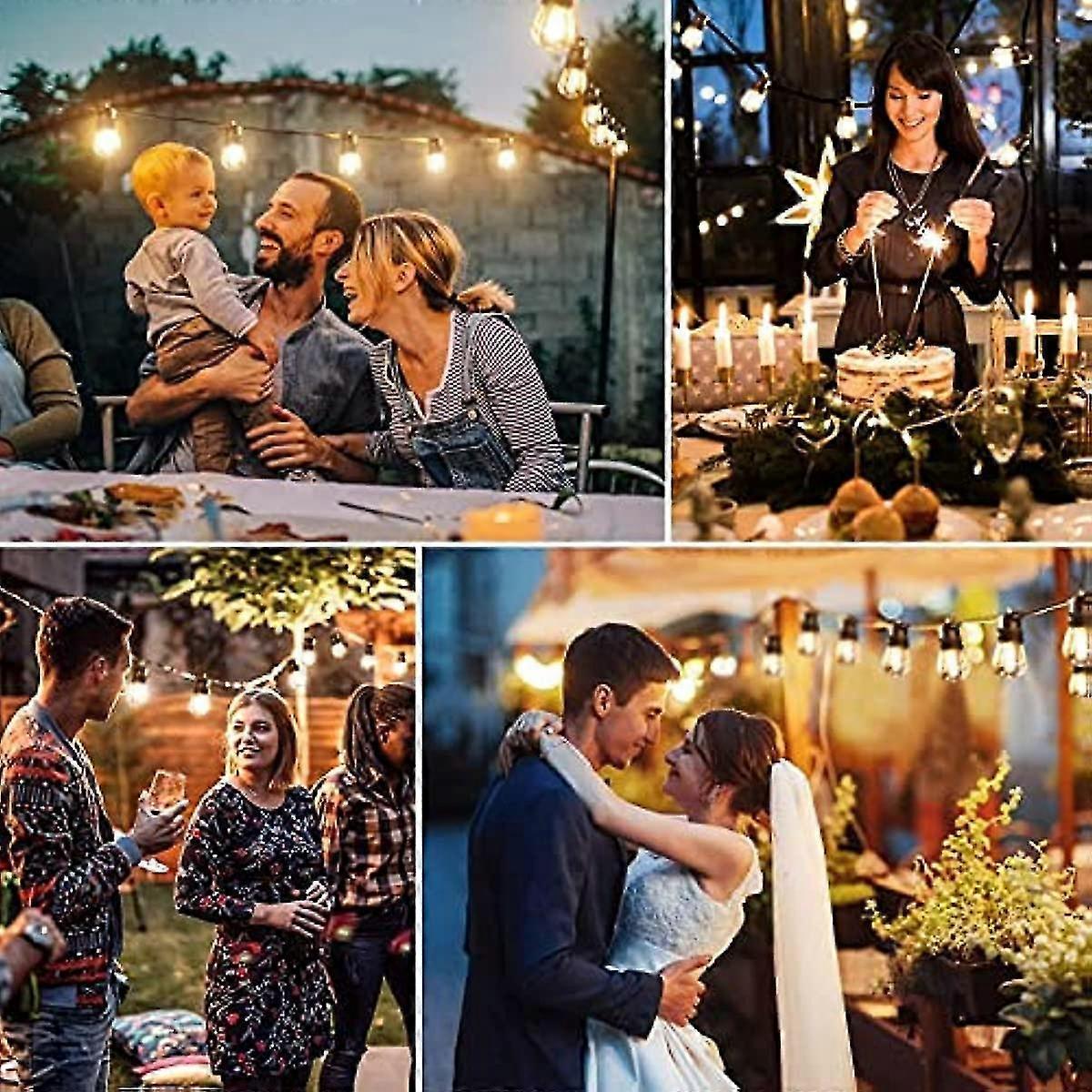 15M Outdoor Patio LED String Lights, IP65, S14 Bulbs, Expandable