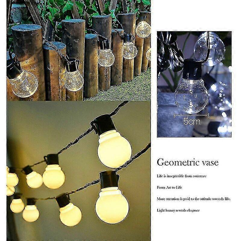 Solar Powered Patio LED String Lights, Waterproof Outdoor Bulbs 10 LEDs