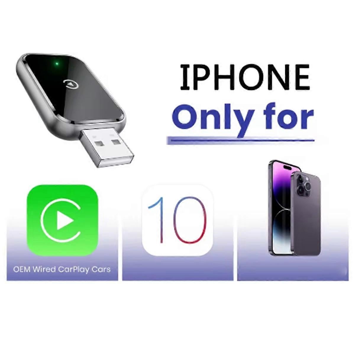 Wireless CarPlay Adapter, Wired to Wireless CarPlay Converter with USB Cable