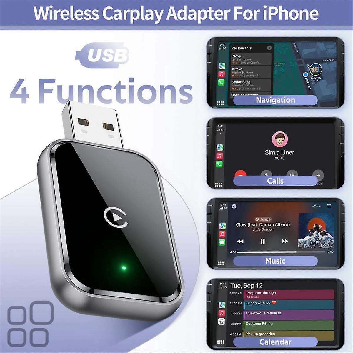 Wireless CarPlay Adapter, Wired to Wireless CarPlay Converter with USB Cable