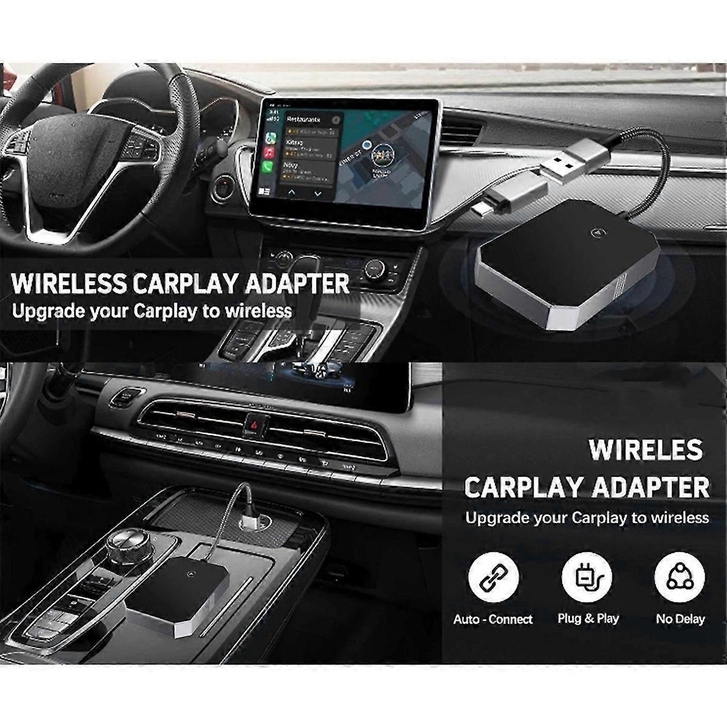 Wireless CarPlay Adapter, Upgrade Wired CarPlay to Wireless Easily